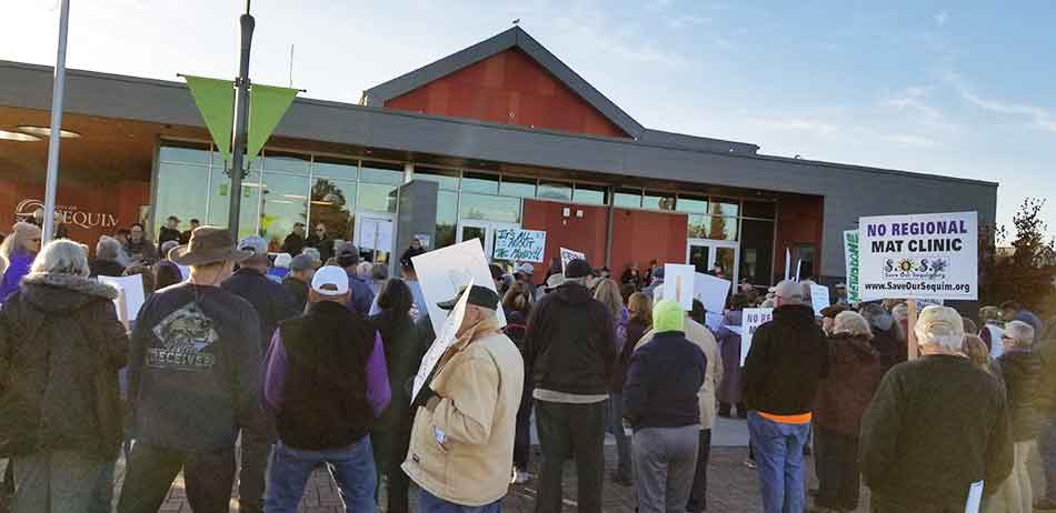 Protesting the MAT facility at city hall